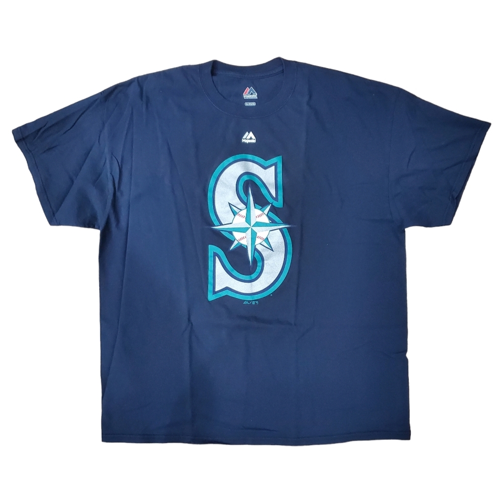SEATTLE MARINERS Shirt Big S Logo MAJESTIC MLB Baseball